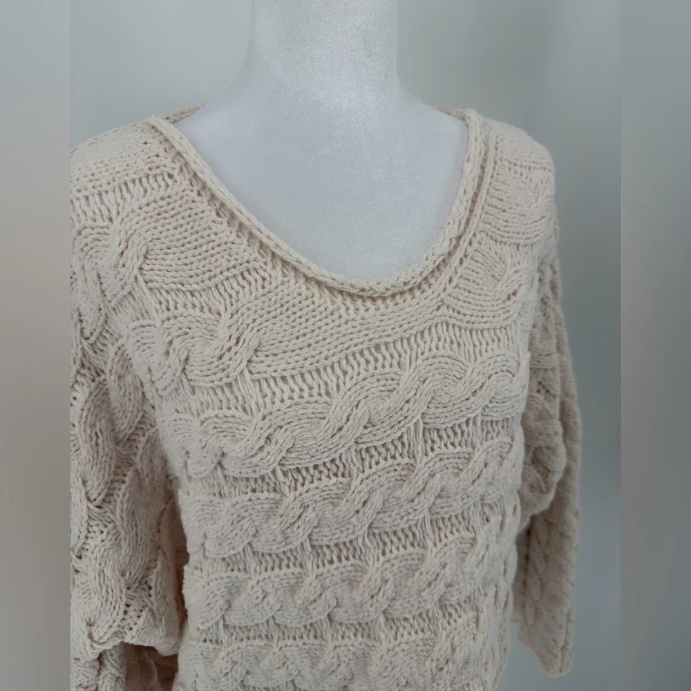 POL Small Oversized Cropped Chunky Knit Cardigan |‎ Cozy Boho Layer